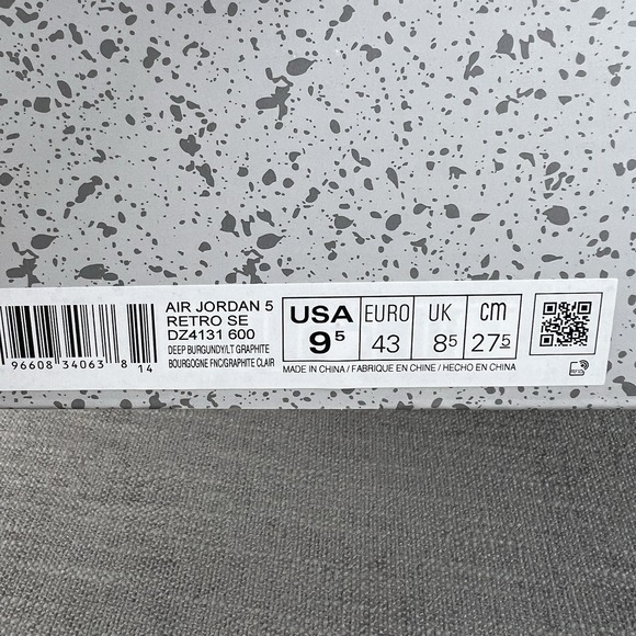Nike Air Jordan 5 Retro SE Deep Burgundy Maroon New DZ4131 600 Mens Size 9.5 - Picture 9 of 9